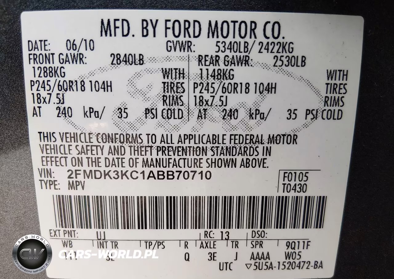 2010 Ford Edge Limited VIN:2FMDK3KC1ABB70710 - 9