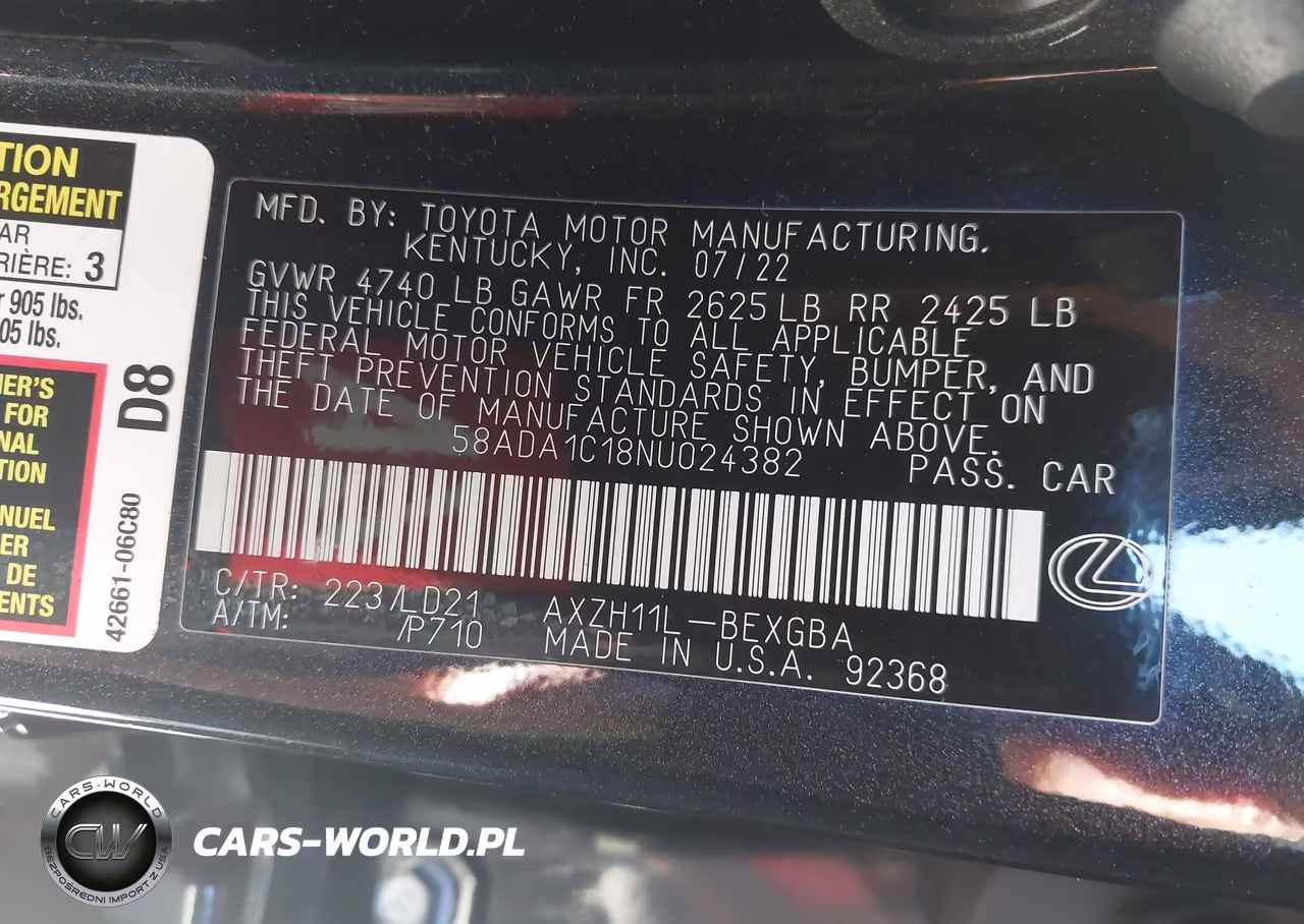 2022 Lexus Es 300H VIN:58ADA1C18NU024382 - 9