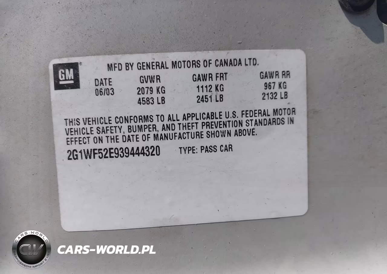 2003 Chevrolet Impala VIN:2G1WF52E939444320 - 9
