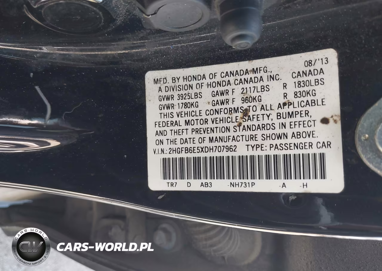 2013 Honda Civic Si VIN:2HGFB6E5XDH707962 - 9
