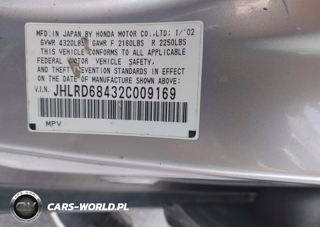 2002 Honda Cr-V Lx VIN:JHLRD68432C009169 - 9