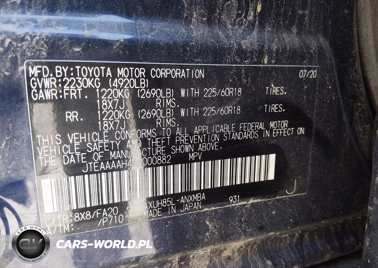 2021 Toyota Venza Le VIN:JTEAAAAH4MJ000882 - 9