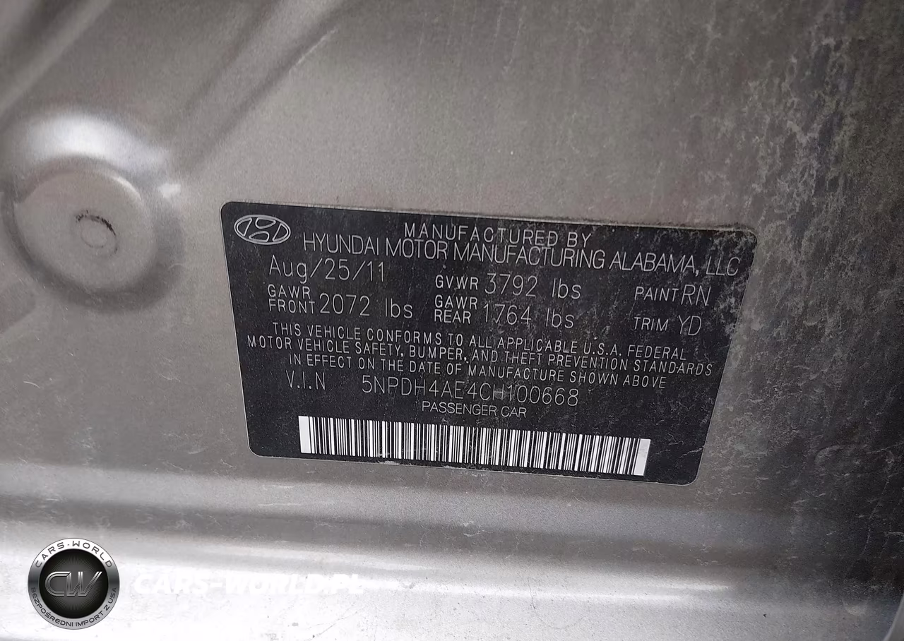 2012 Hyundai Elantra Limited VIN:5NPDH4AE4CH100668 - 9
