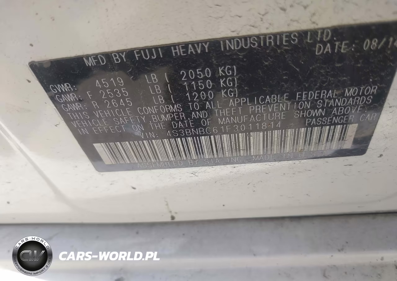 2015 Subaru Legacy 2.5I Premium VIN:4S3BNBC61F3011814 - 9