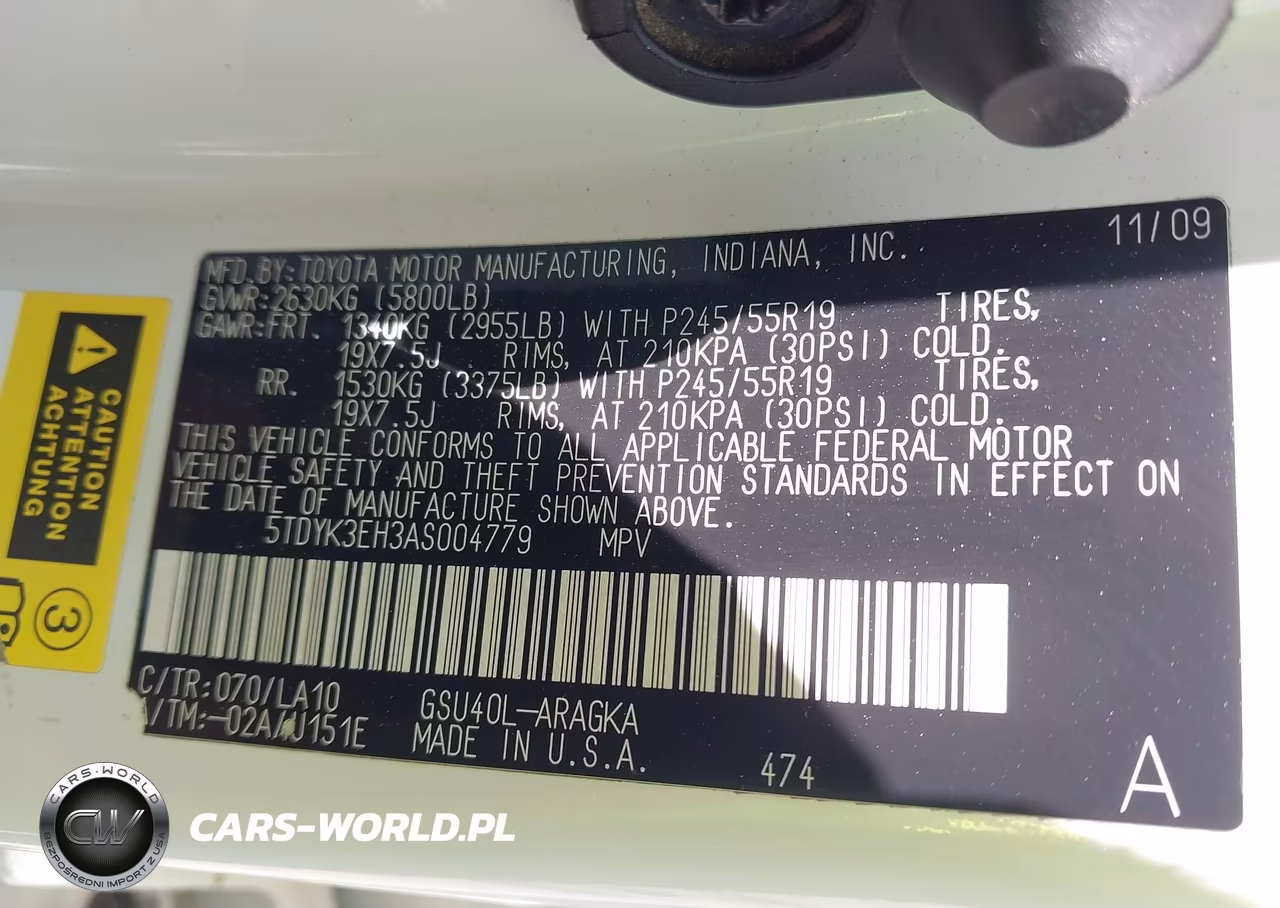 2010 Toyota Highlander Limited V6 VIN:5TDYK3EH3AS004779 - 9