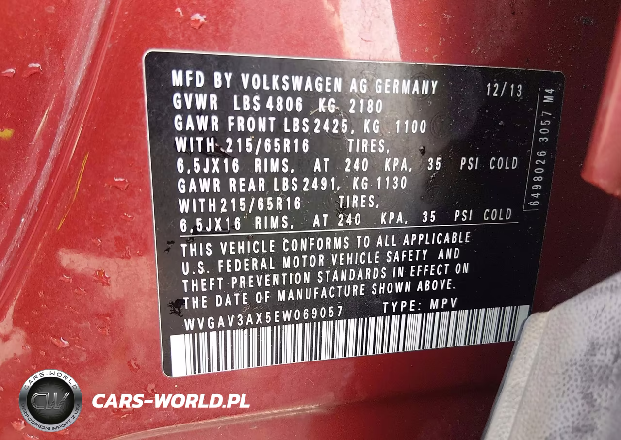 2014 Volkswagen Tiguan S VIN:WVGAV3AX5EW069057 - 9