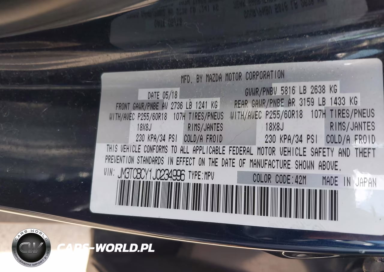 2018 Mazda Cx-9 Touring VIN:JM3TCBCY1J0234996 - 9