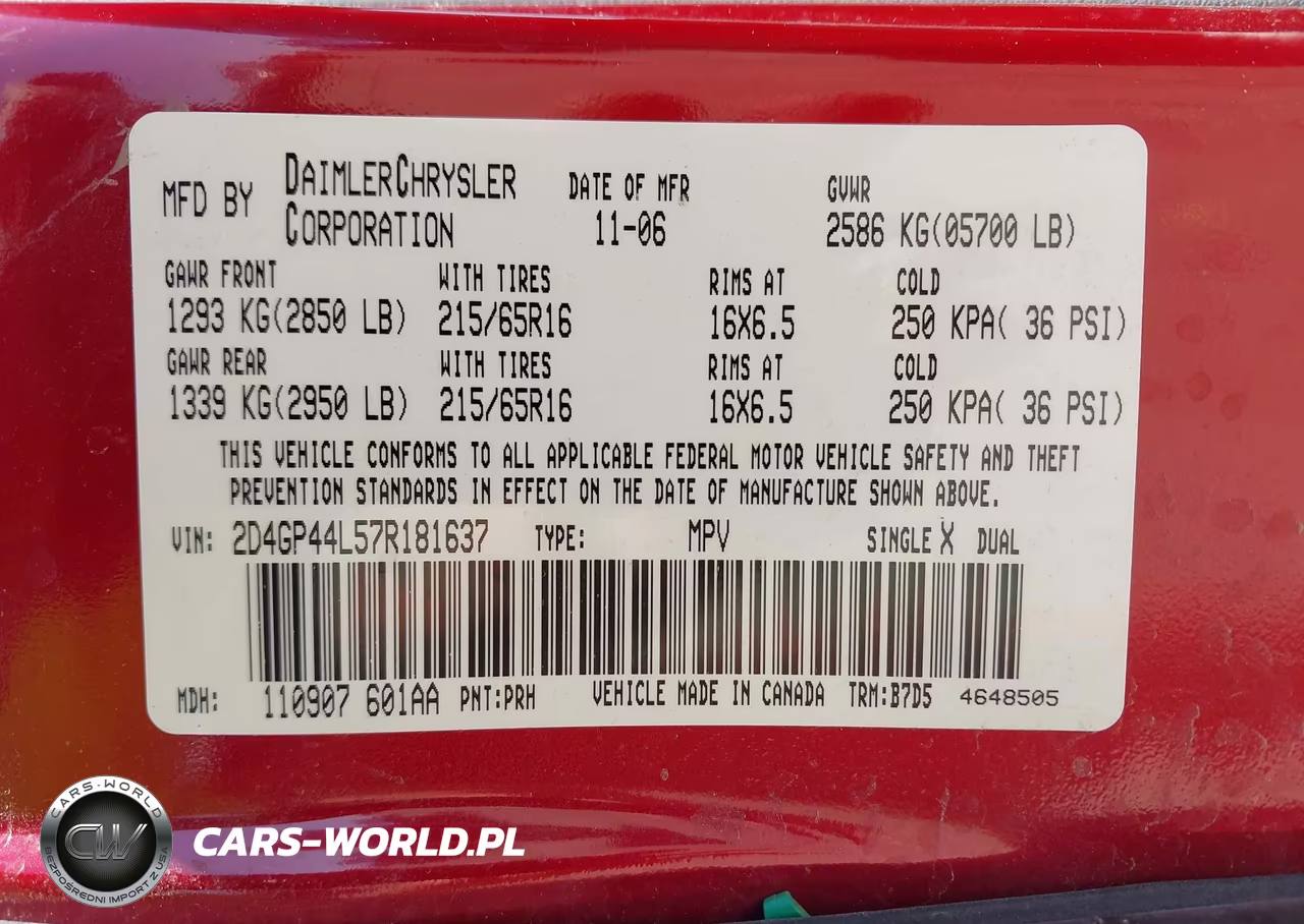 2007 Dodge Grand Caravan Sxt VIN:2D4GP44L57R181637 - 9