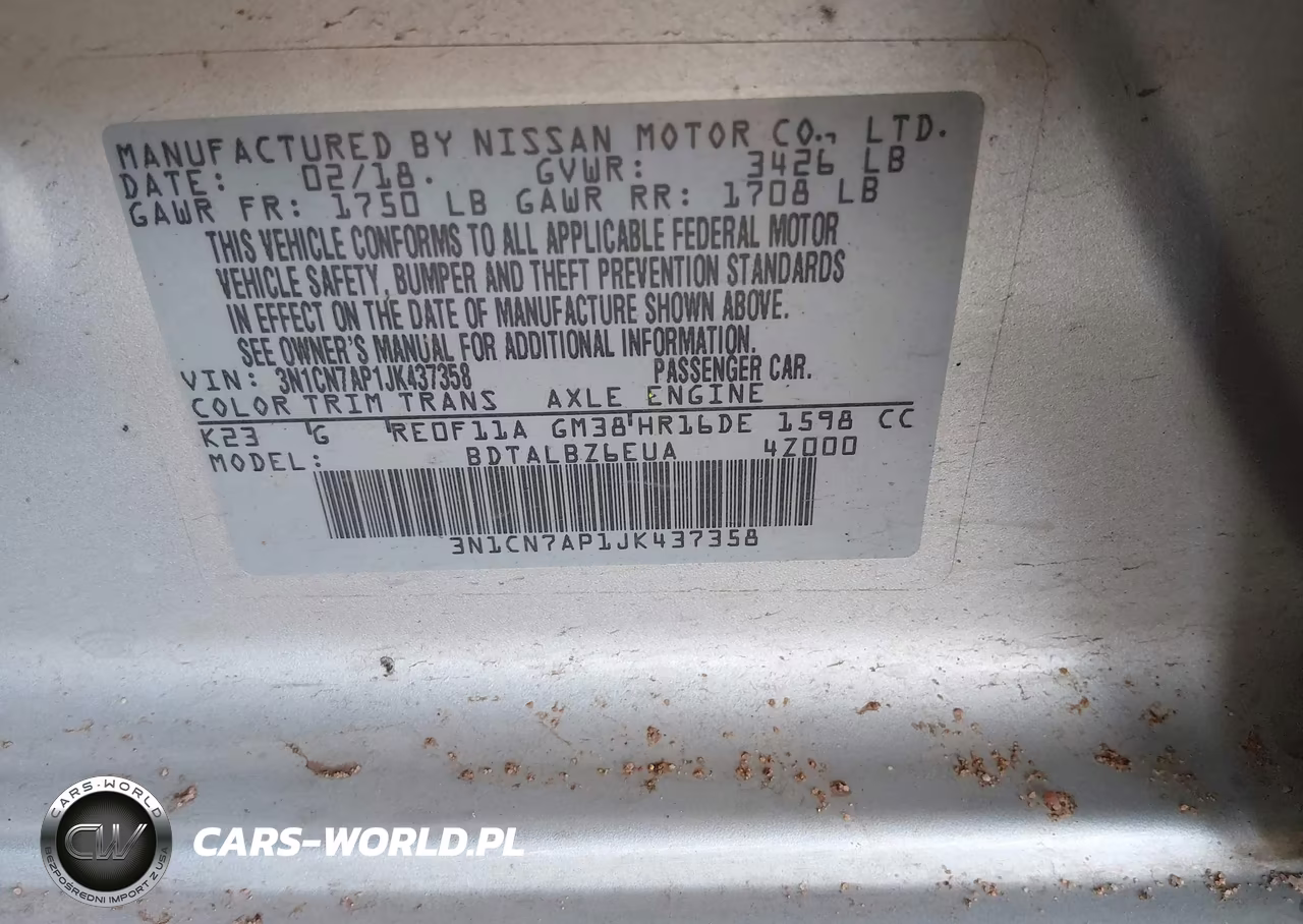 2018 Nissan Versa 1.6 Sv VIN:3N1CN7AP1JK437358 - 9