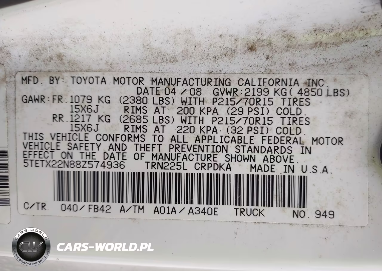 2008 Toyota Tacoma VIN:5TETX22N88Z574936 - 9