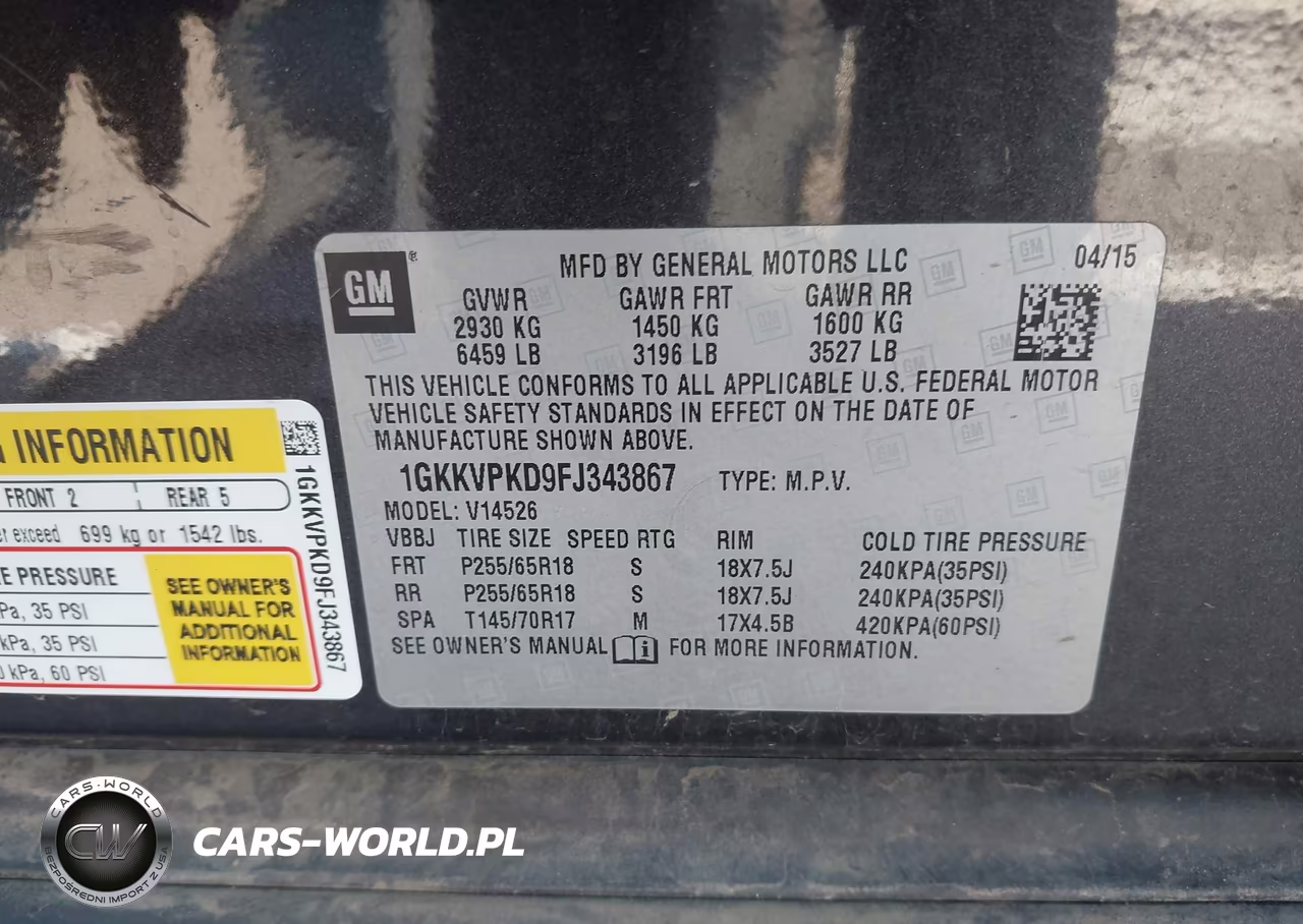2015 GMC Acadia Sle-2 VIN:1GKKVPKD9FJ343867 - 9