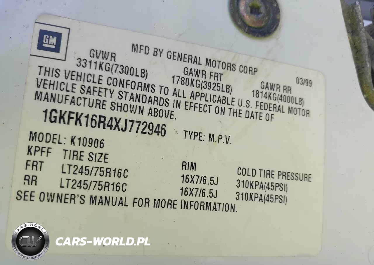 1999 GMC Suburban Slt Gm Buypower VIN:1GKFK16R4XJ772946 - 9