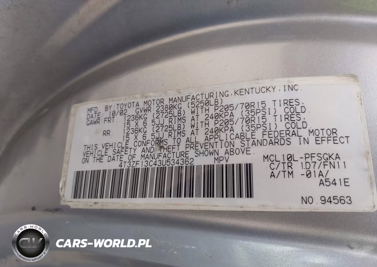 2003 Toyota Sienna Le VIN:4T3ZF13C43U534362 - 9