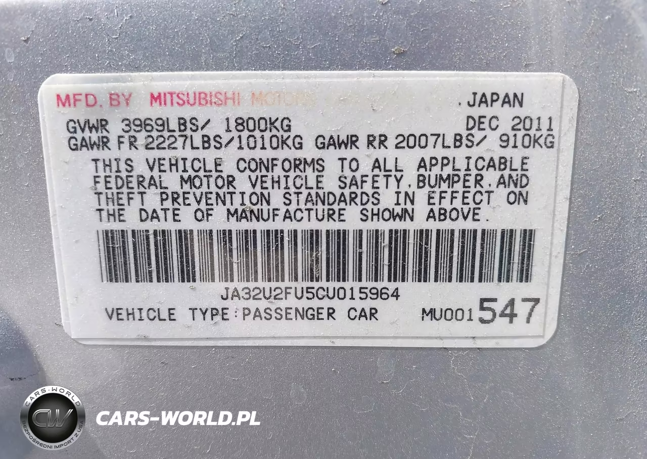 2012 Mitsubishi Lancer Es VIN:JA32U2FU5CU015964 - 9