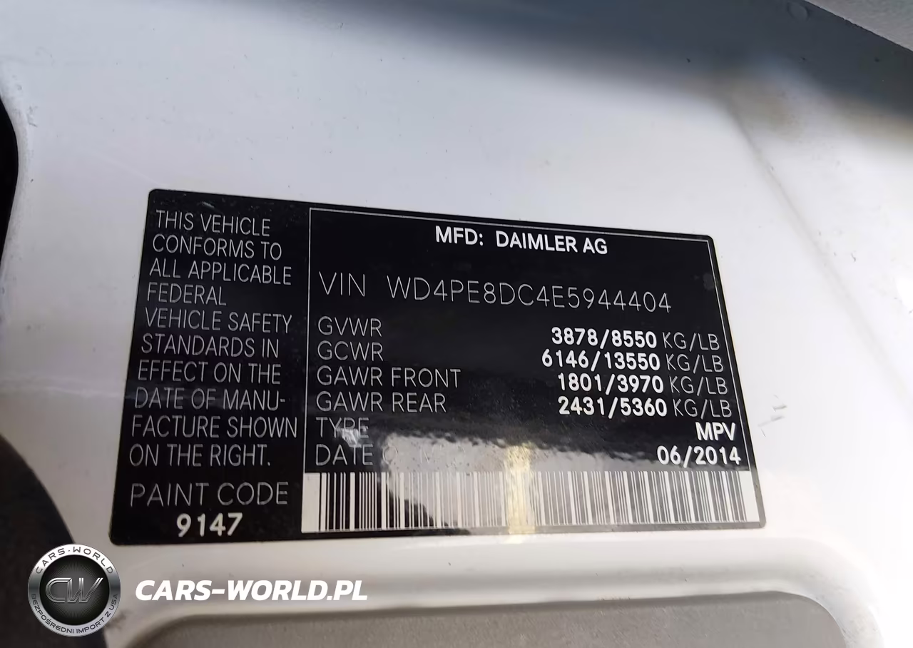 2014 Mercedes-Benz Sprinter 2500 High Roof VIN:WD4PE8DC4E5944404 - 9