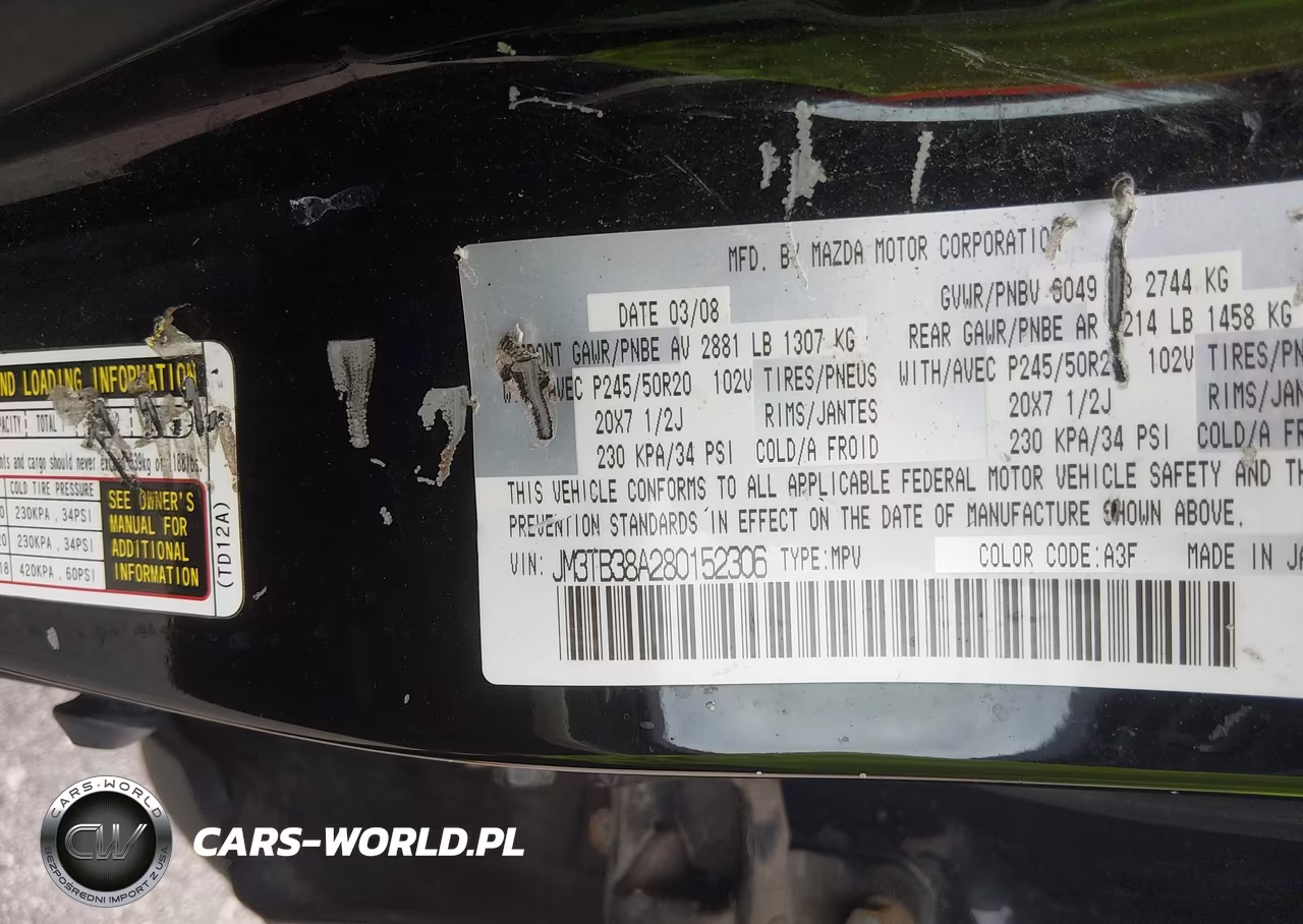 2008 Mazda Cx-9 Grand Touring VIN:JM3TB38A280152306 - 9