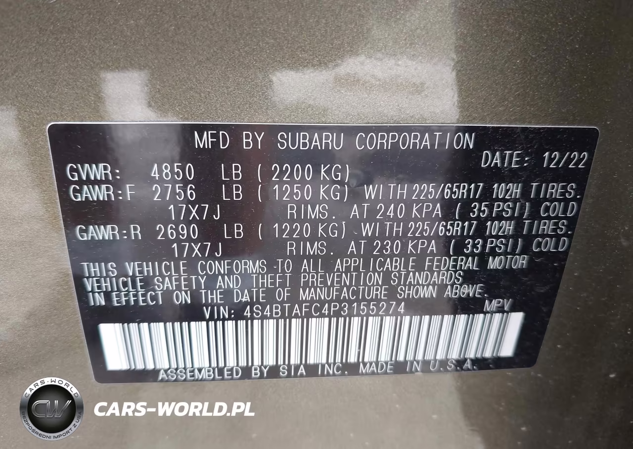 2023 Subaru Outback Premium VIN:4S4BTAFC4P3155274 - 9