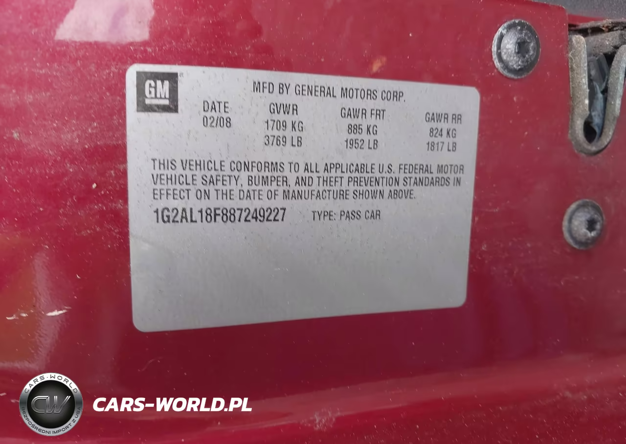 2008 Pontiac G5 VIN:1G2AL18F887249227 - 9