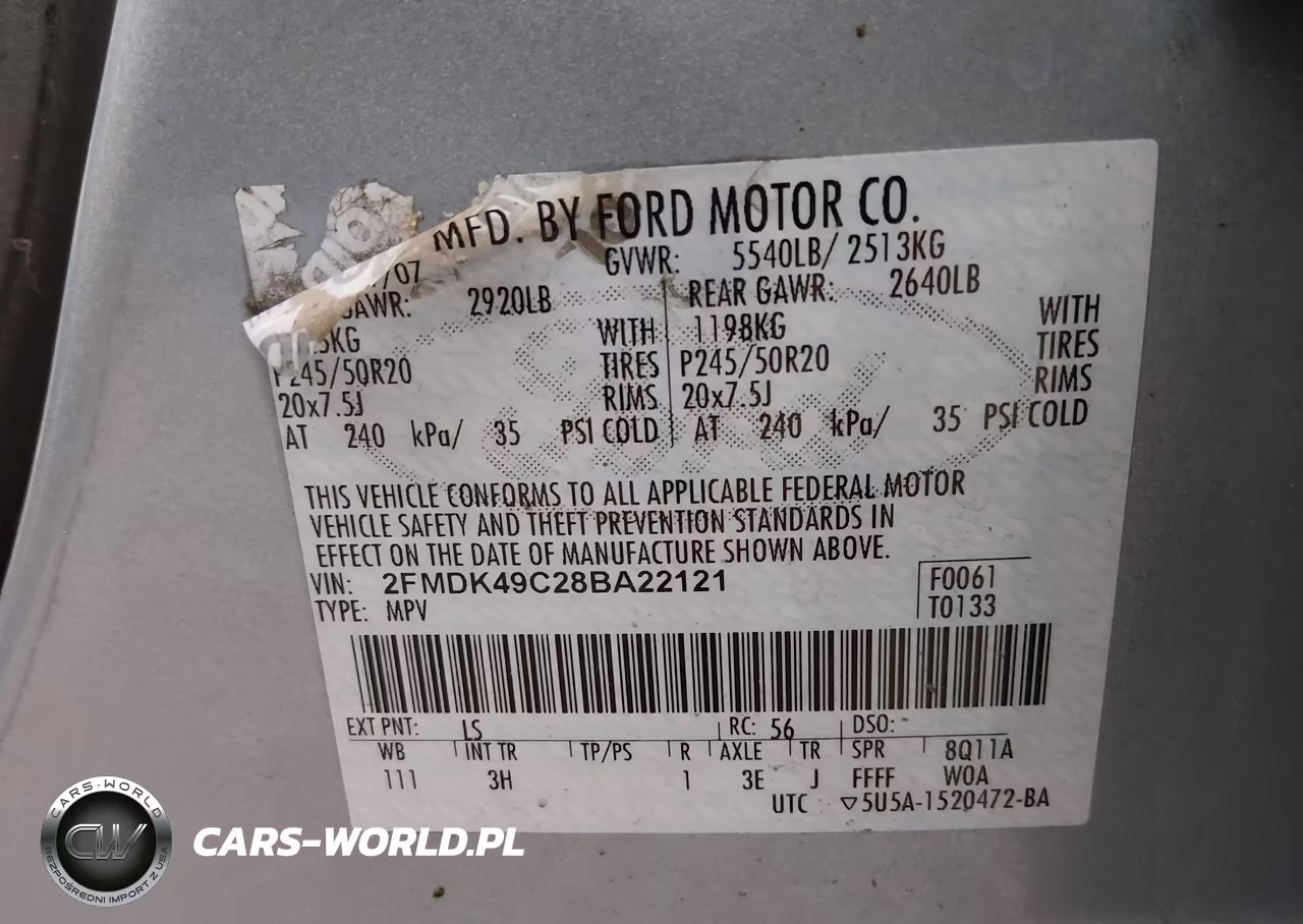 2008 Ford Edge Limited VIN:2FMDK49C28BA22121 - 9