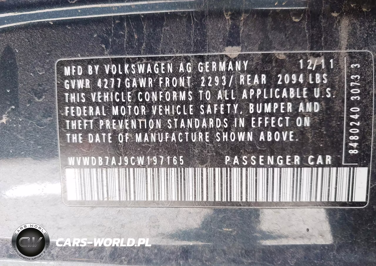 2012 Volkswagen Golf 2.5L 4-Door VIN:WVWDB7AJ9CW197165 - 9