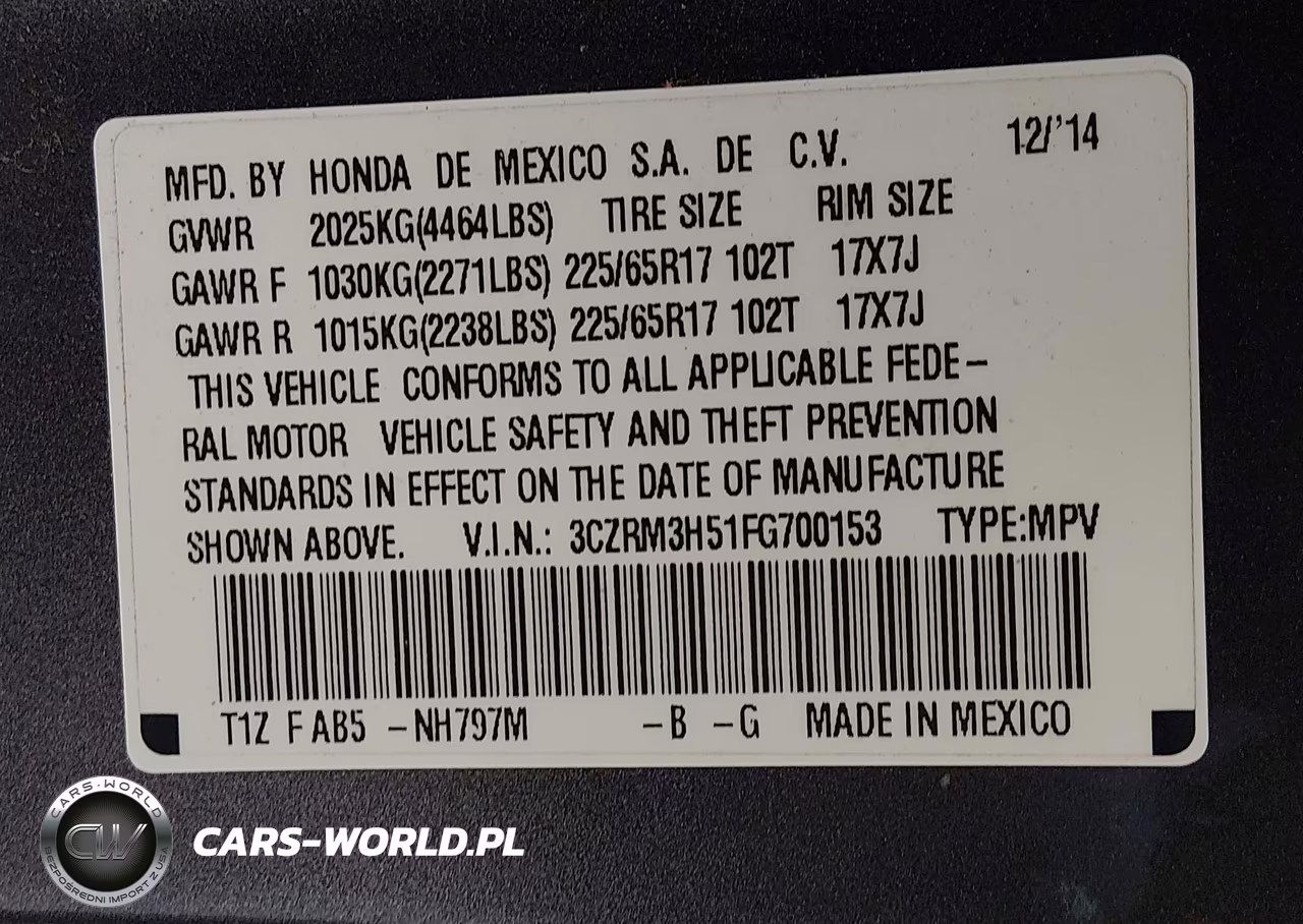 2015 Honda Cr-V Ex VIN:3CZRM3H51FG700153 - 9
