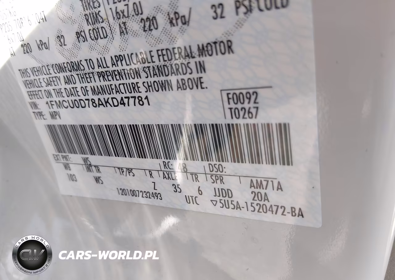 2010 Ford Escape Xlt VIN:1FMCU0D78AKD47781 - 9