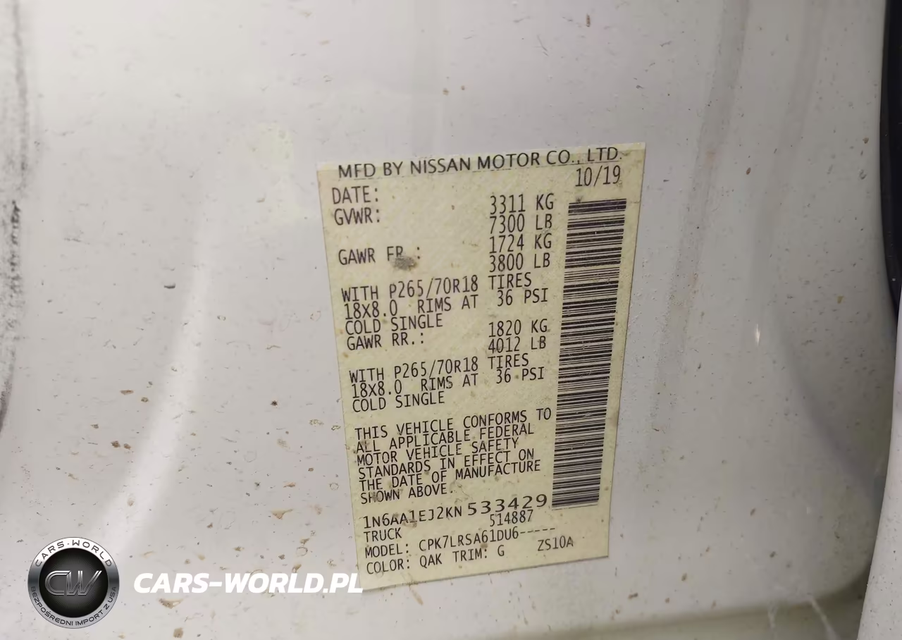 2019 Nissan Titan S VIN:1N6AA1EJ2KN533429 - 9