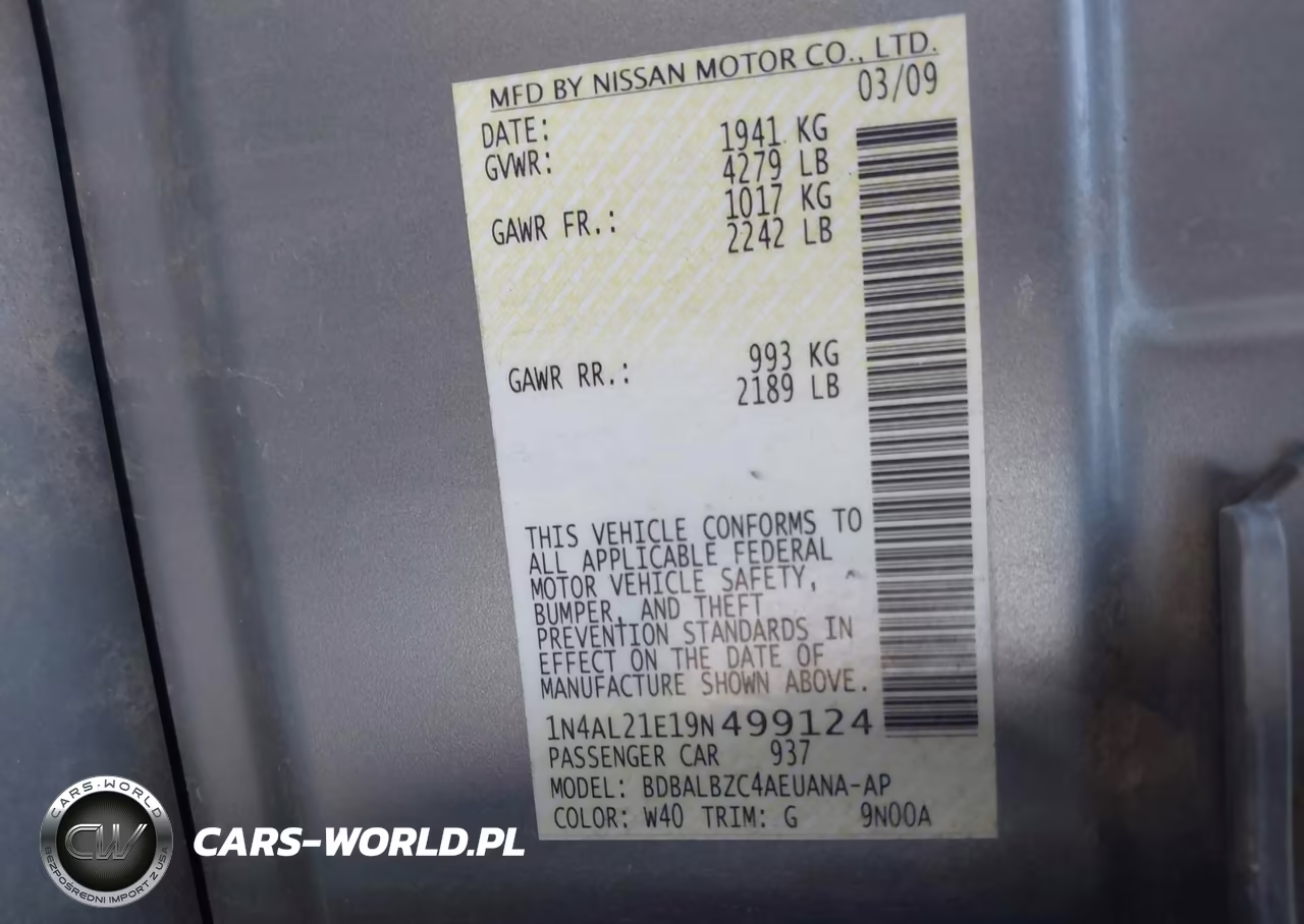 2009 Nissan Altima 2.5 S VIN:1N4AL21E19N499124 - 9