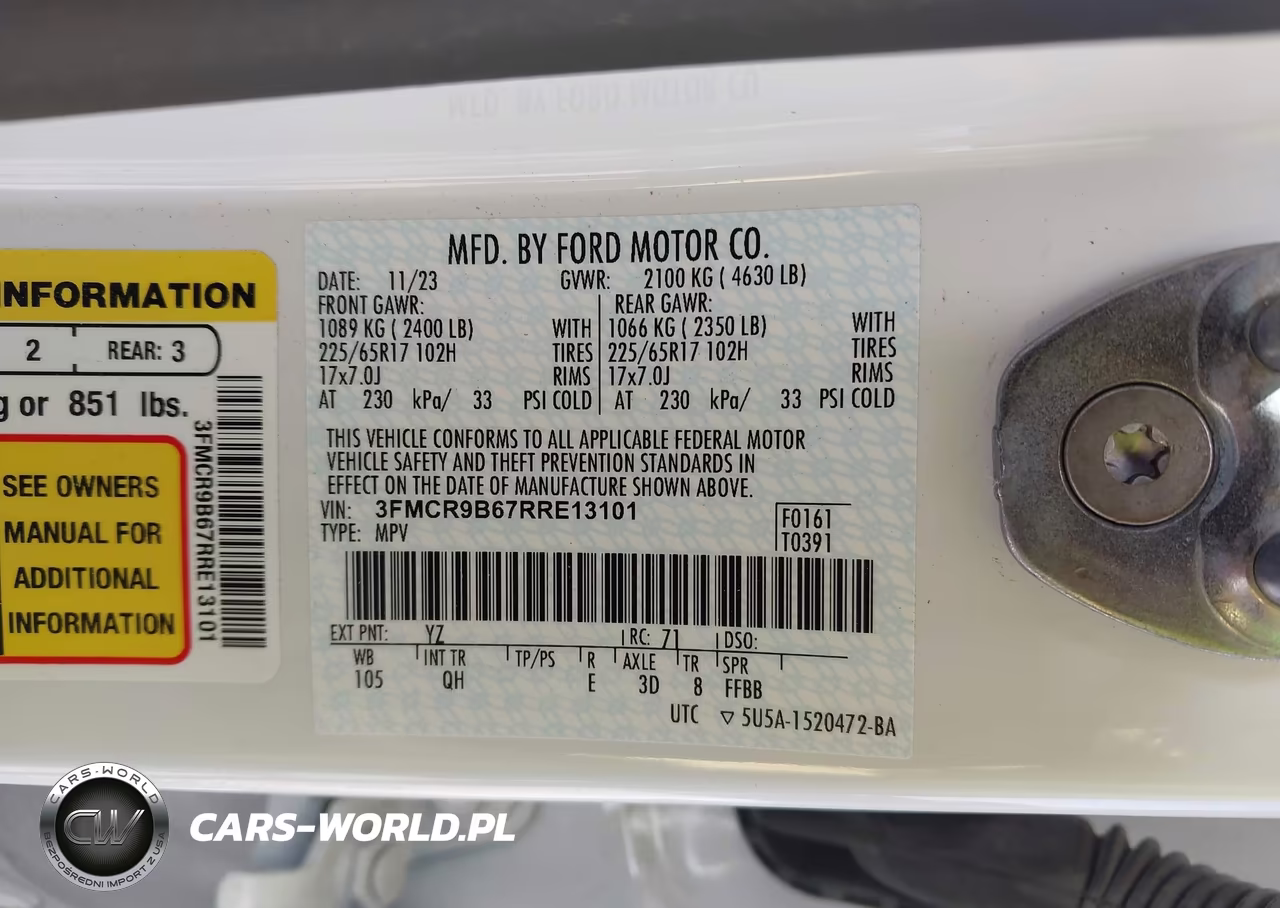 2024 Ford Bronco Sport Big Bend VIN:3FMCR9B67RRE13101 - 9