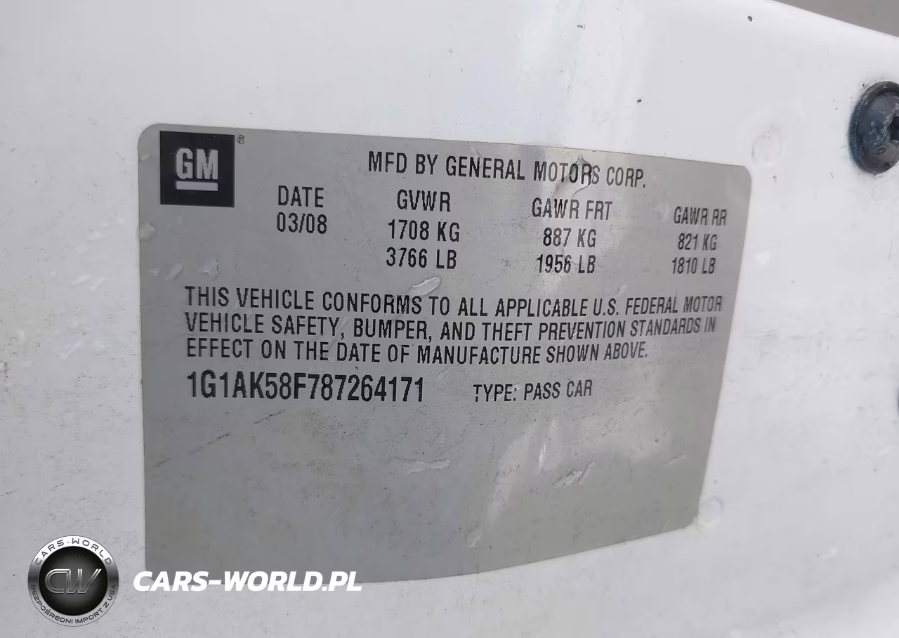 2008 Chevrolet Cobalt Ls VIN:1G1AK58F787264171 - 9