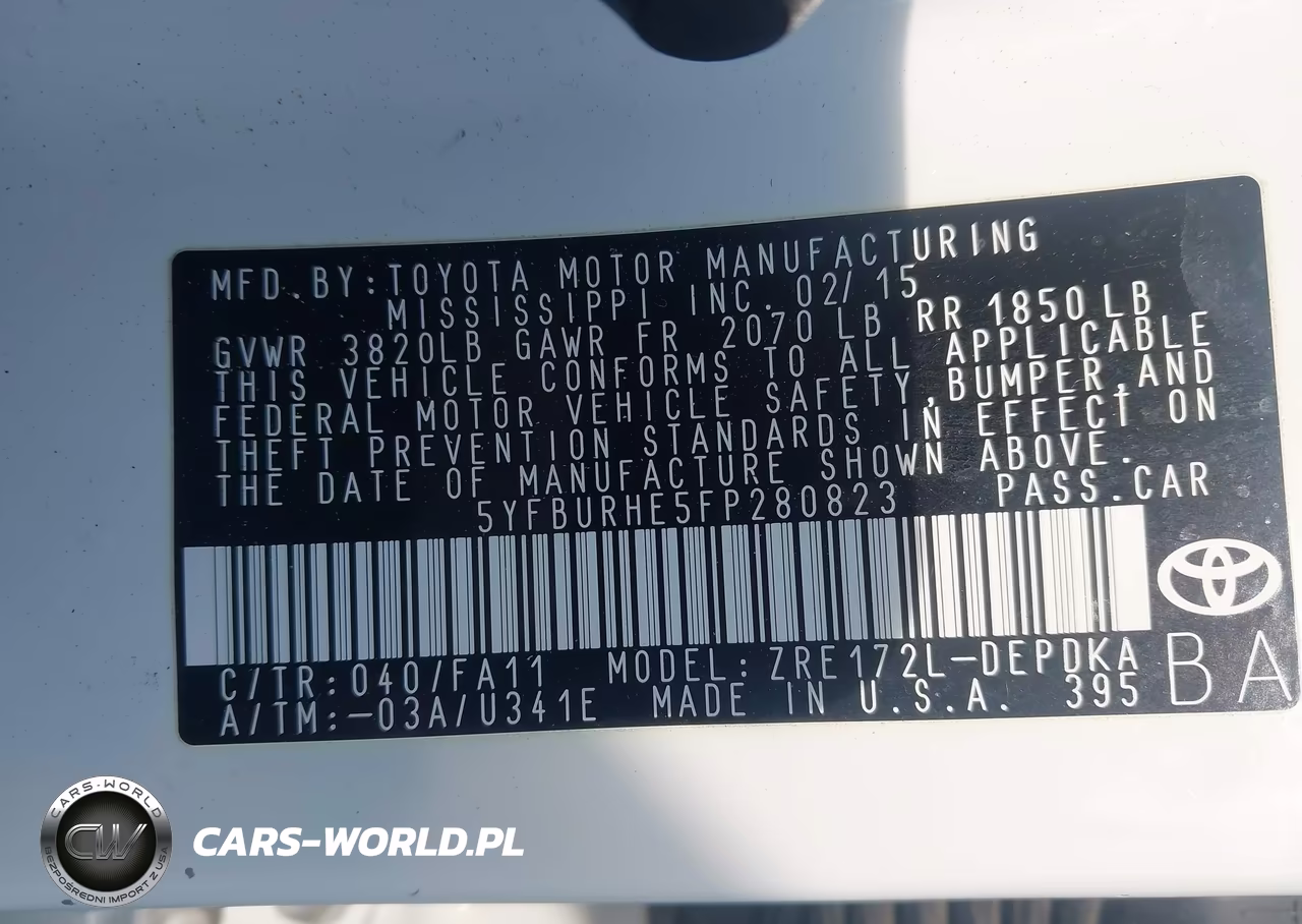 2015 Toyota Corolla L VIN:5YFBURHE5FP280823 - 9