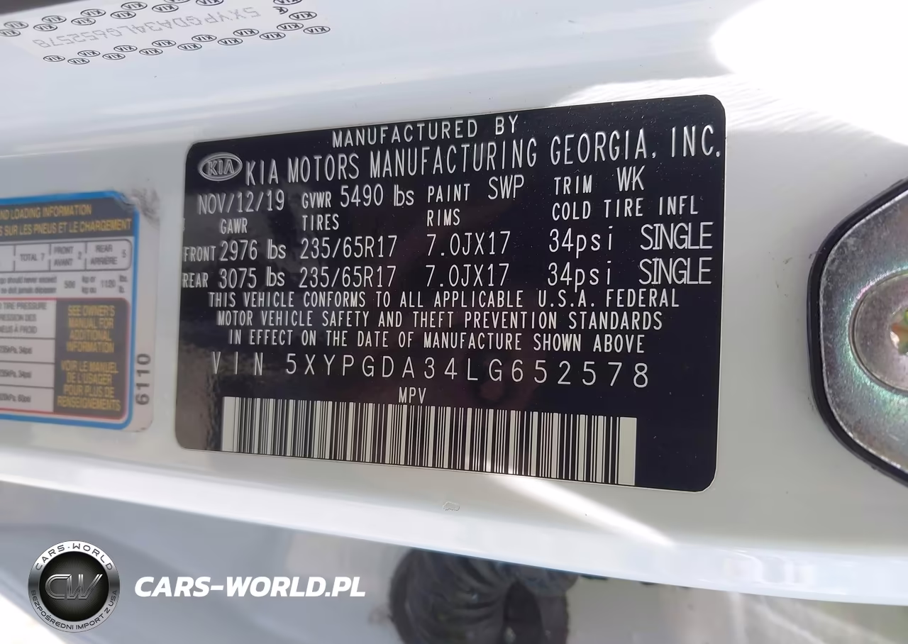 2020 Kia Sorento 2.4L Lx VIN:5XYPGDA34LG652578 - 9