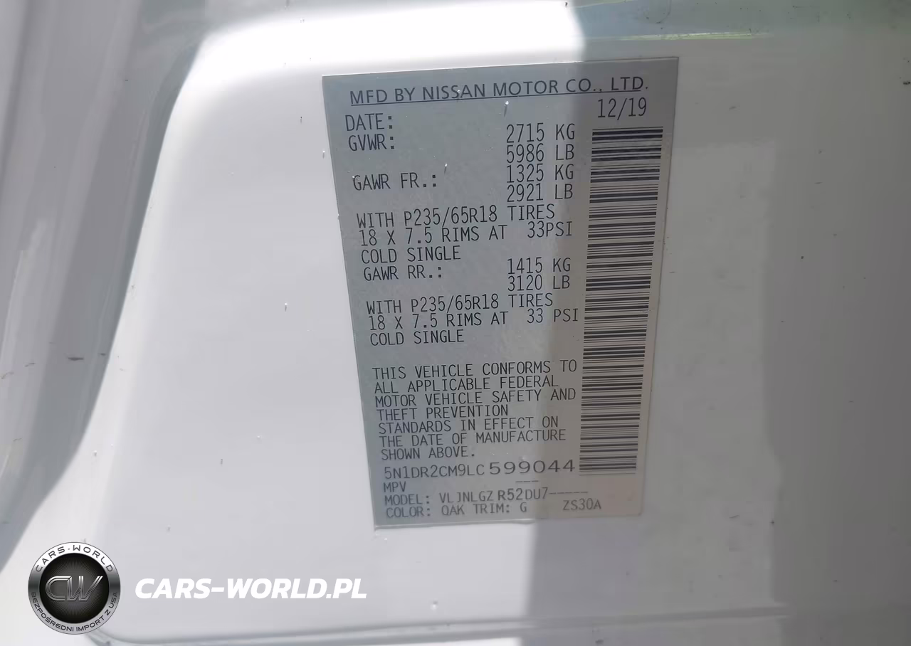 2020 Nissan Pathfinder Sl 4Wd VIN:5N1DR2CM9LC599044 - 9