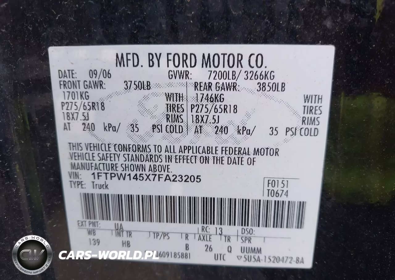 2007 Ford F-150 Fx4-Lariat-Xlt VIN:1FTPW145X7FA23205 - 9