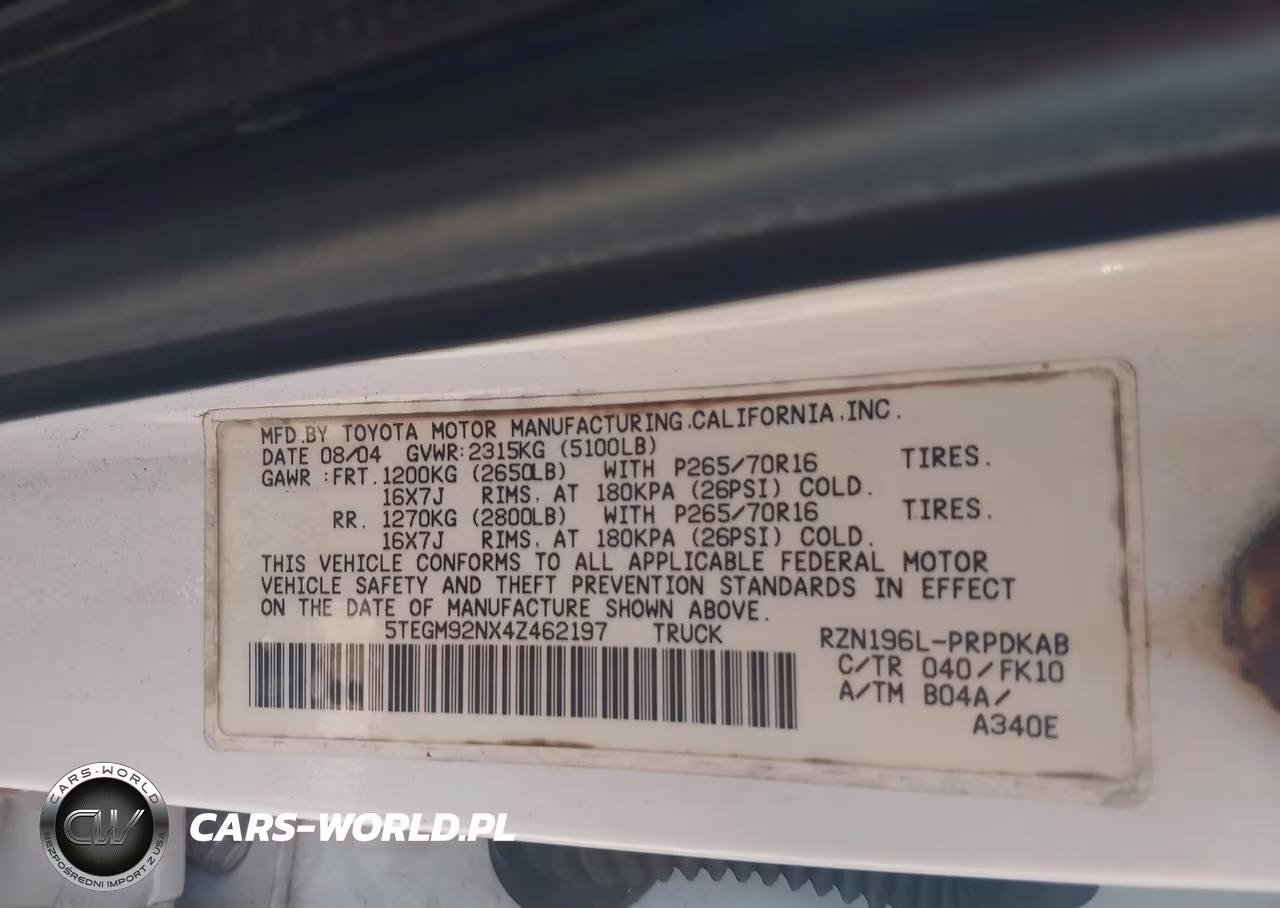 2004 Toyota Tacoma Prerunner VIN:5TEGM92NX4Z462197 - 9