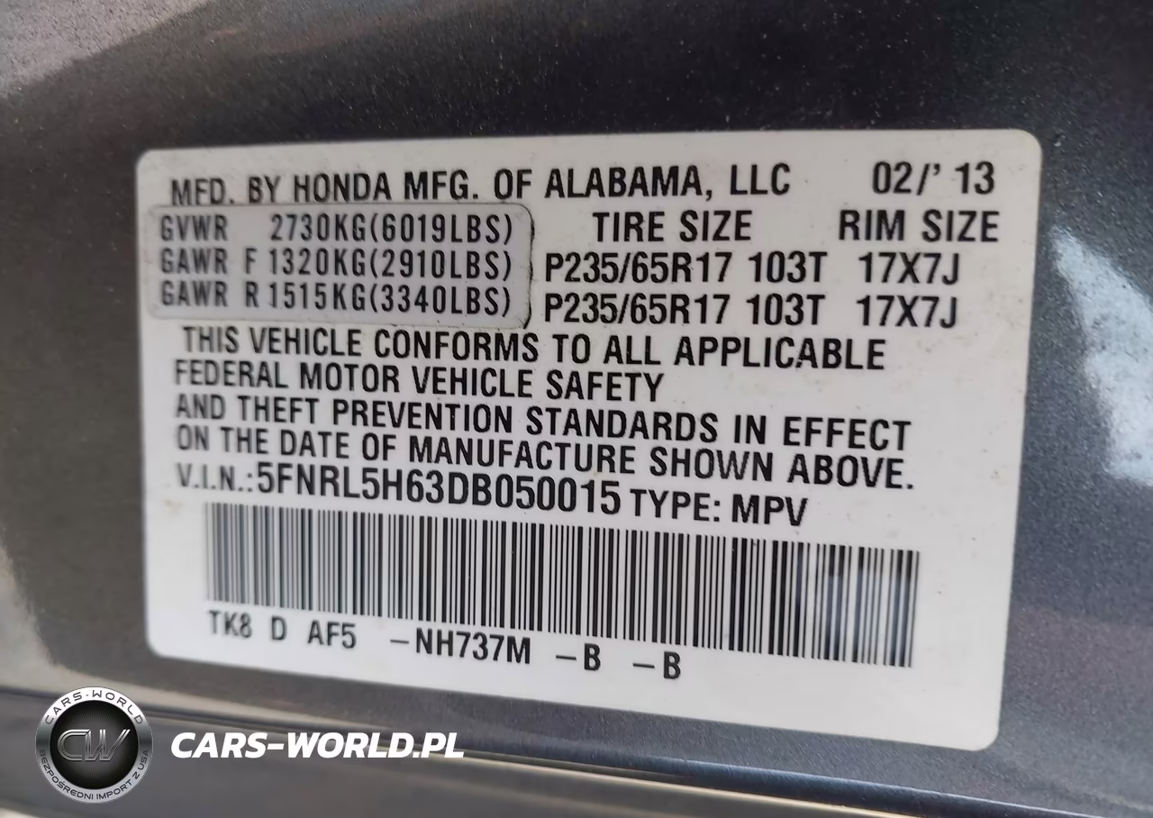 2013 Honda Odyssey Ex-L VIN:5FNRL5H63DB050015 - 9