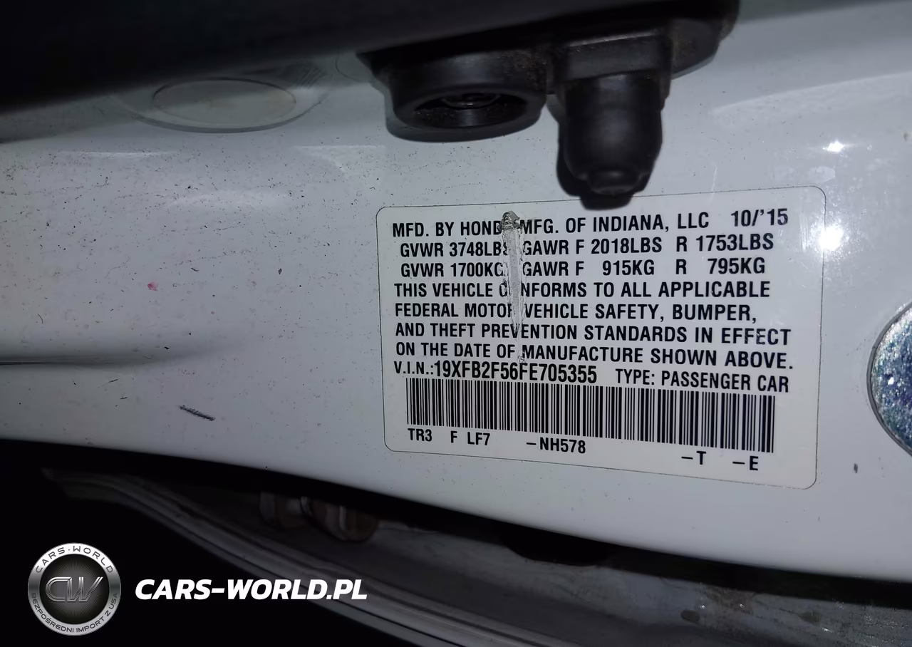 2015 Honda Civic Lx VIN:19XFB2F56FE705355 - 9