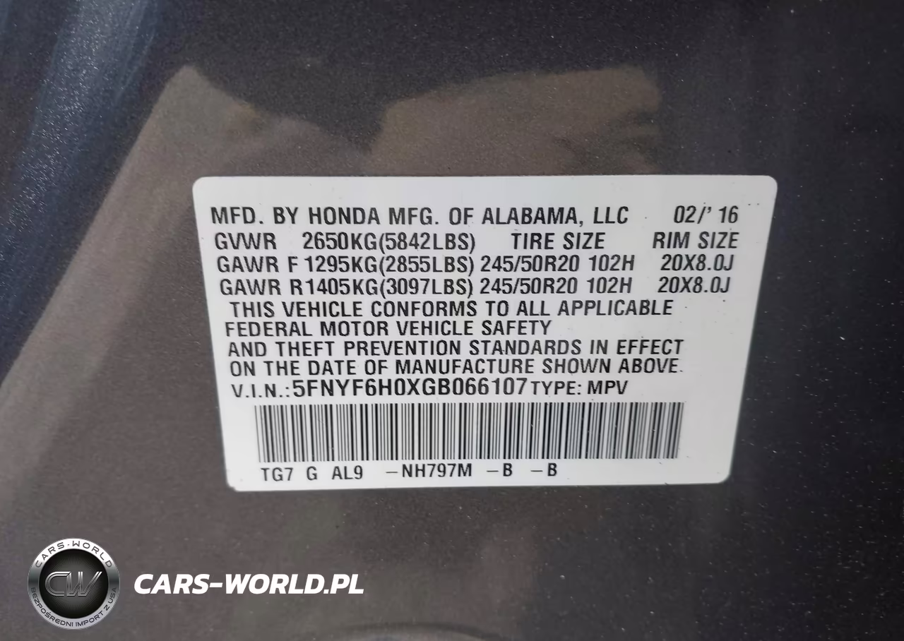2016 Honda Pilot Elite VIN:5FNYF6H0XGB066107 - 9