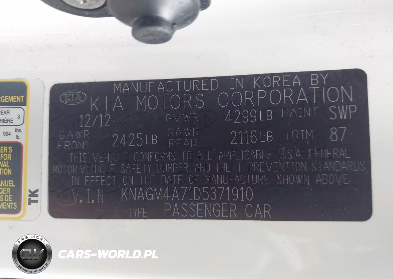 2013 Kia Optima Lx VIN:KNAGM4A71D5371910 - 9
