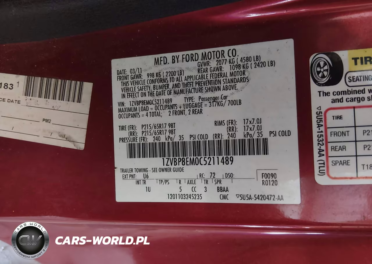 2012 Ford Mustang V6-V6 Premium VIN:1ZVBP8EM0C5211489 - 9