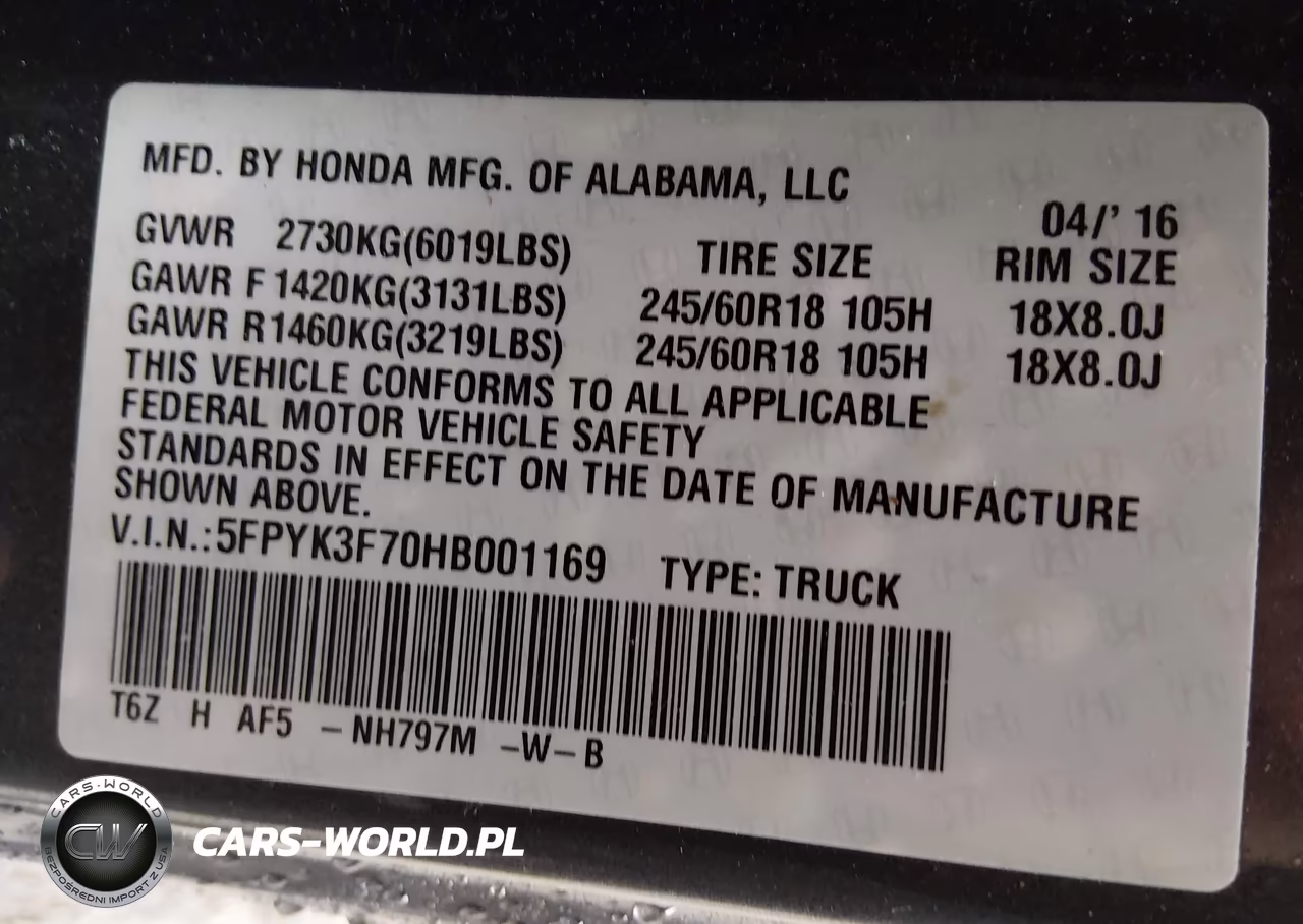 2017 Honda Ridgeline Rtl-E VIN:5FPYK3F70HB001169 - 9