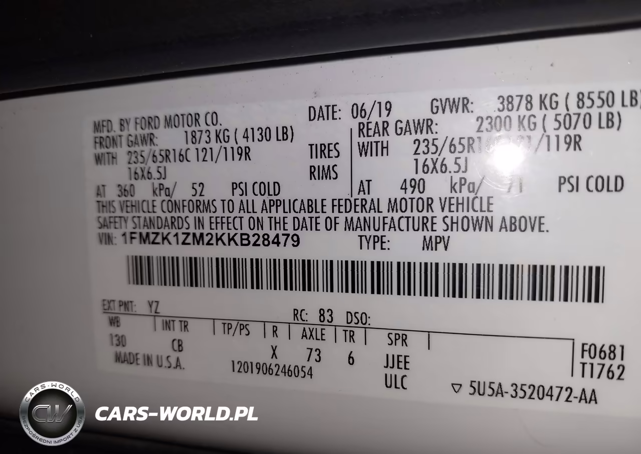 2019 Ford Transit-150 Xl-Xlt VIN:1FMZK1ZM2KKB28479 - 9