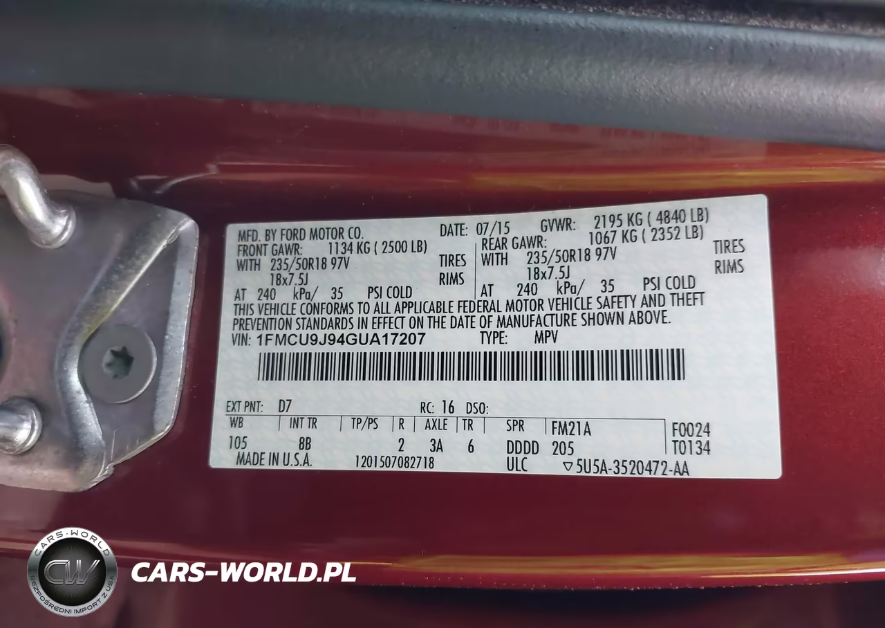 2016 Ford Escape Titanium VIN:1FMCU9J94GUA17207 - 9