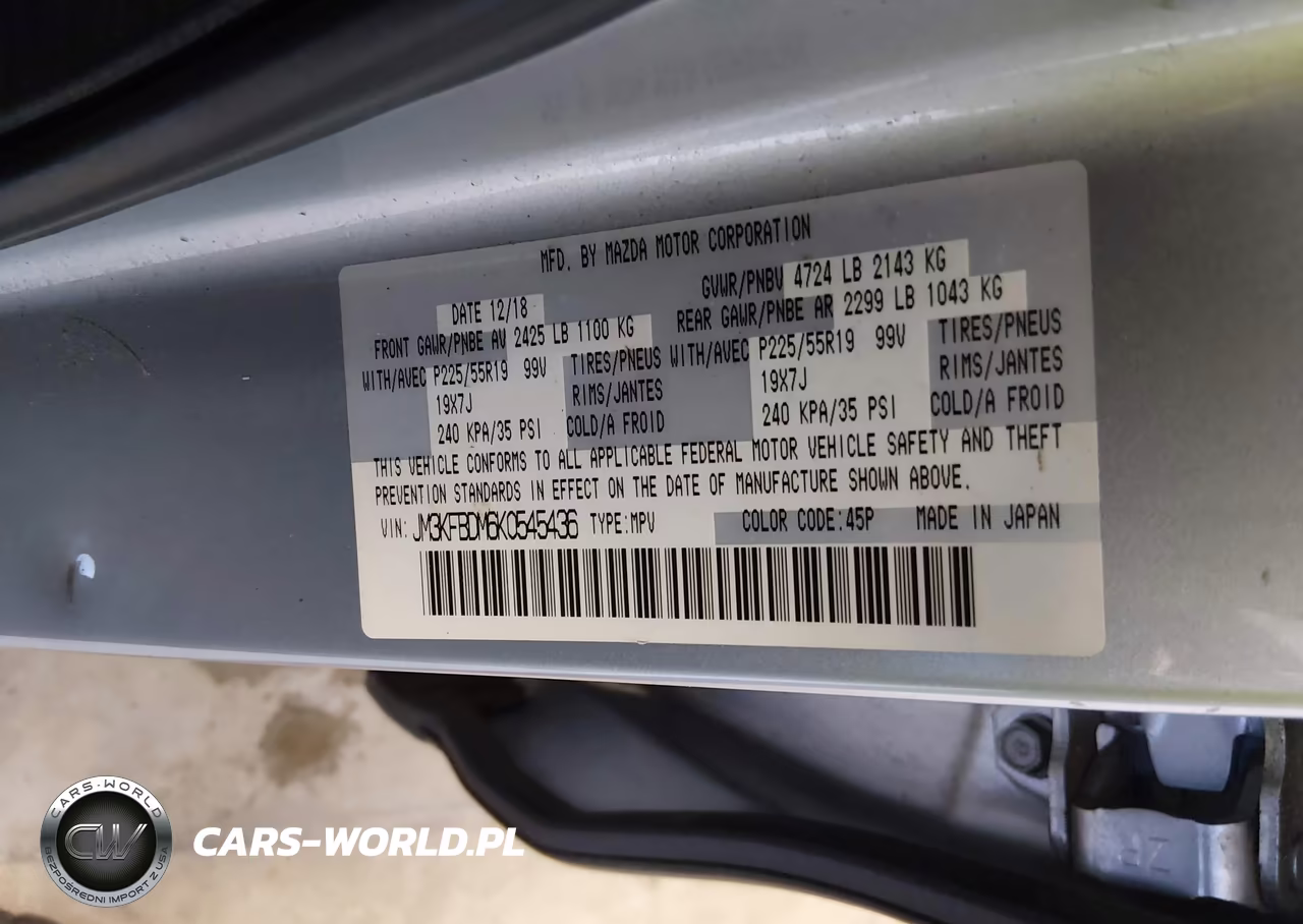 2019 Mazda Cx-5 Grand Touring VIN:JM3KFBDM6K0545436 - 9