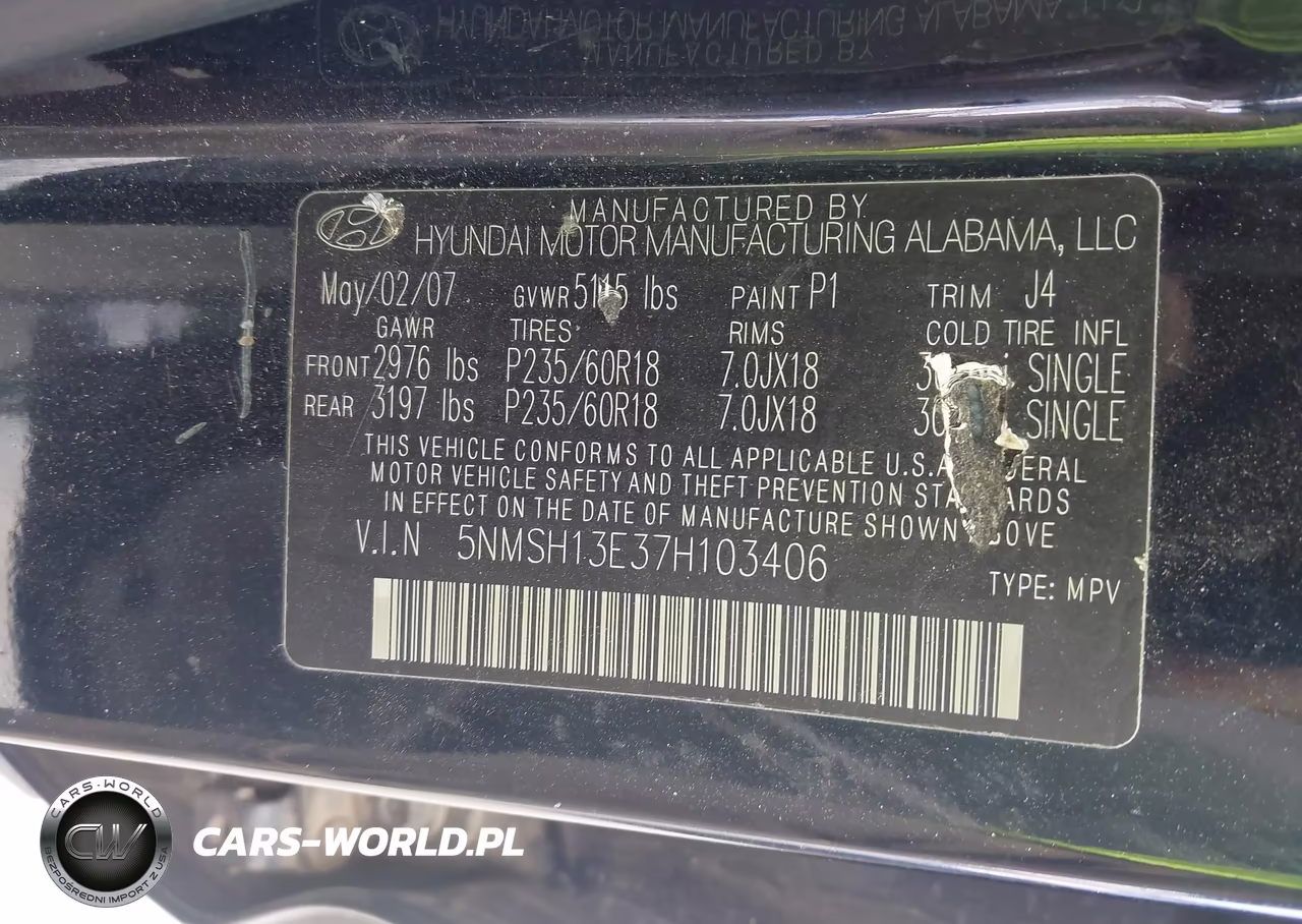 2007 Hyundai Santa Fe Limited-Se VIN:5NMSH13E37H103406 - 9