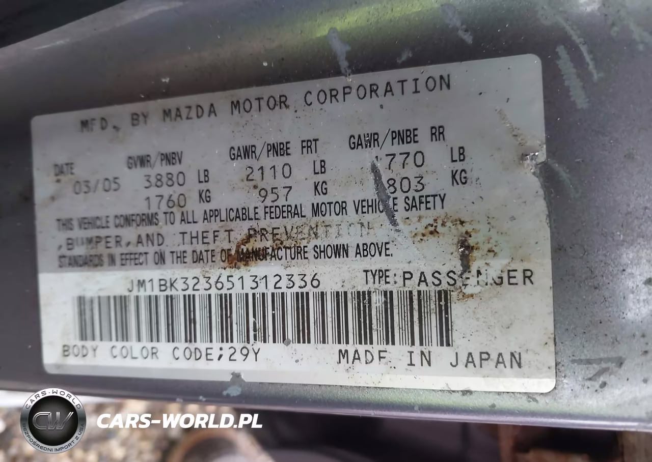 2005 Mazda Mazda3 S VIN:JM1BK323651312336 - 9