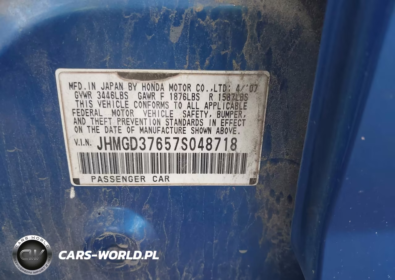 2007 Honda Fit Sport VIN:JHMGD37657S048718 - 9