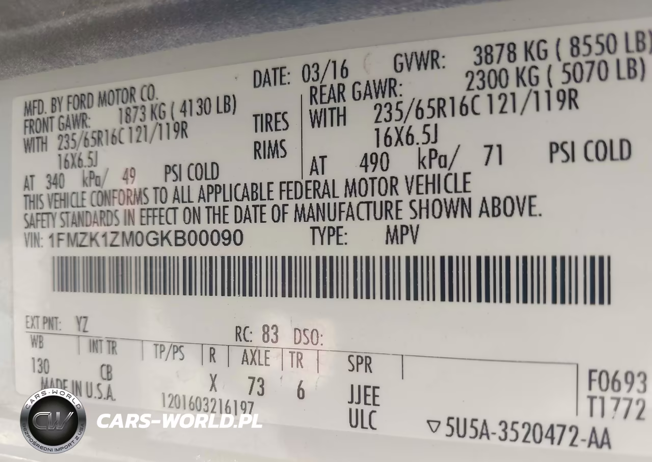 2016 Ford Transit-150 Xl-Xlt VIN:1FMZK1ZM0GKB00090 - 9