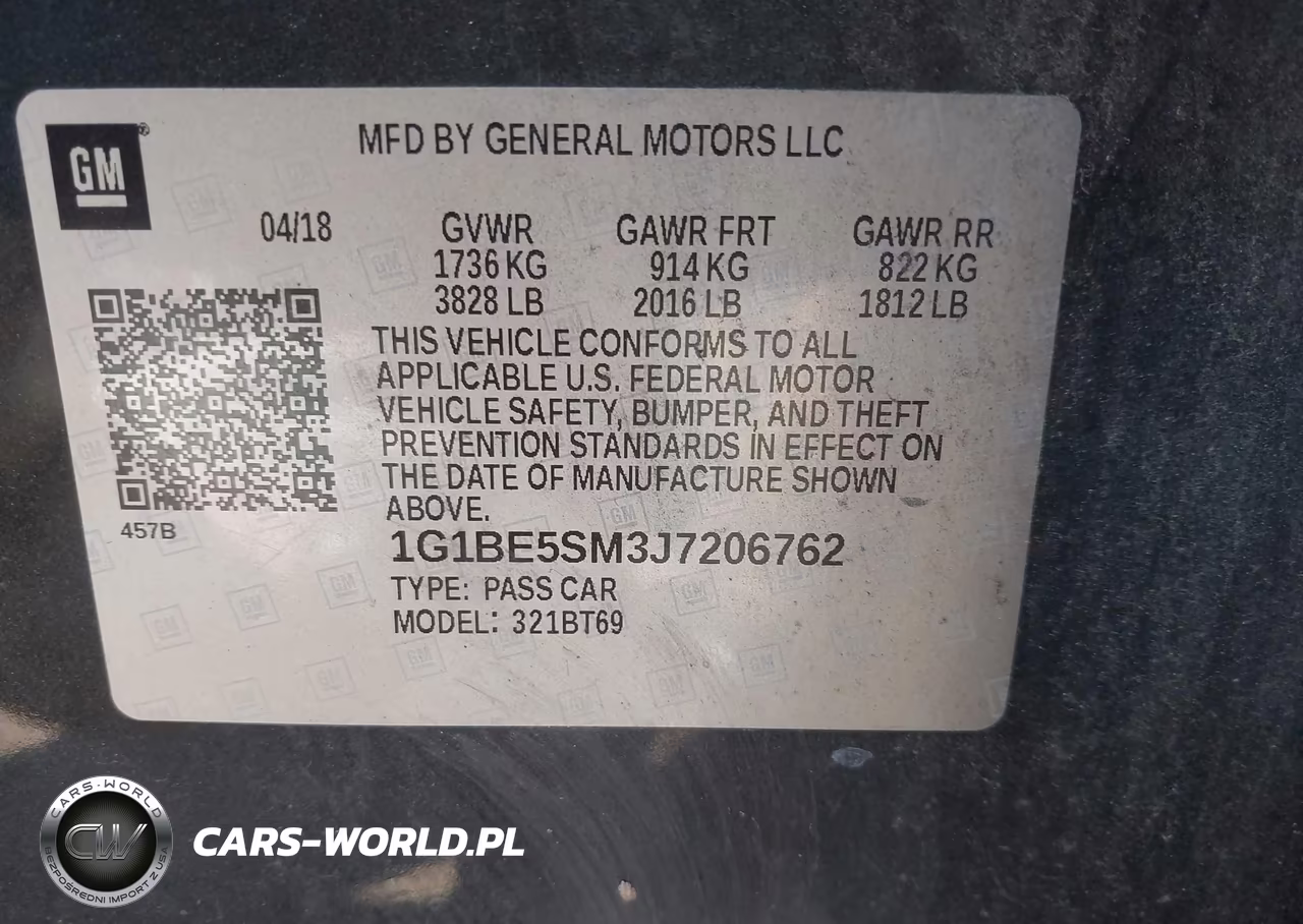 2018 Chevrolet Cruze Lt Auto VIN:1G1BE5SM3J7206762 - 9