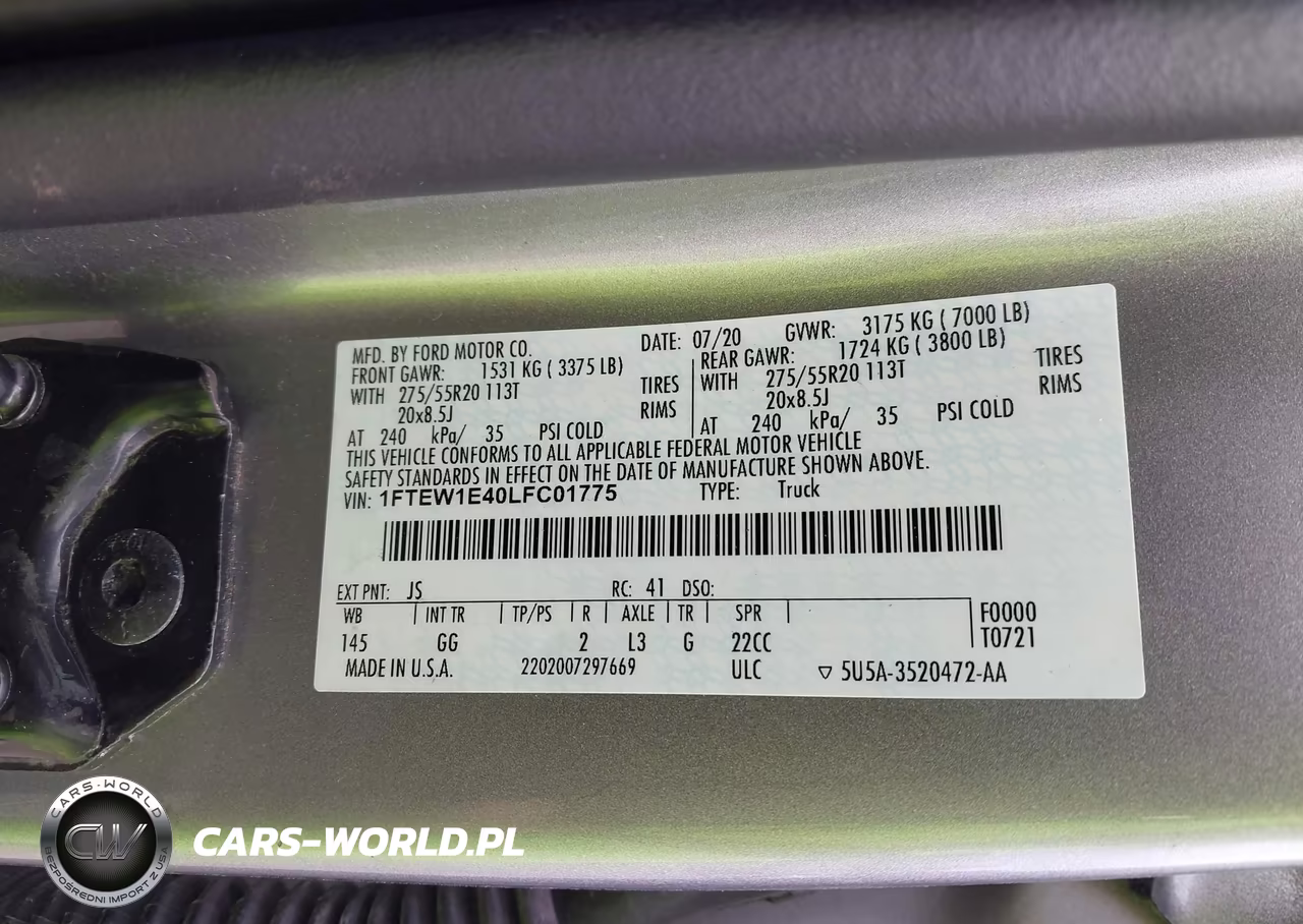 2020 Ford F-150 Xl VIN:1FTEW1E40LFC01775 - 9